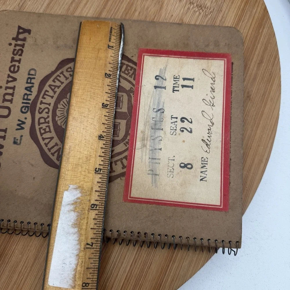 Rare Brown‎ University Notebook Wisconsin Seal Error Physics Student Korean War